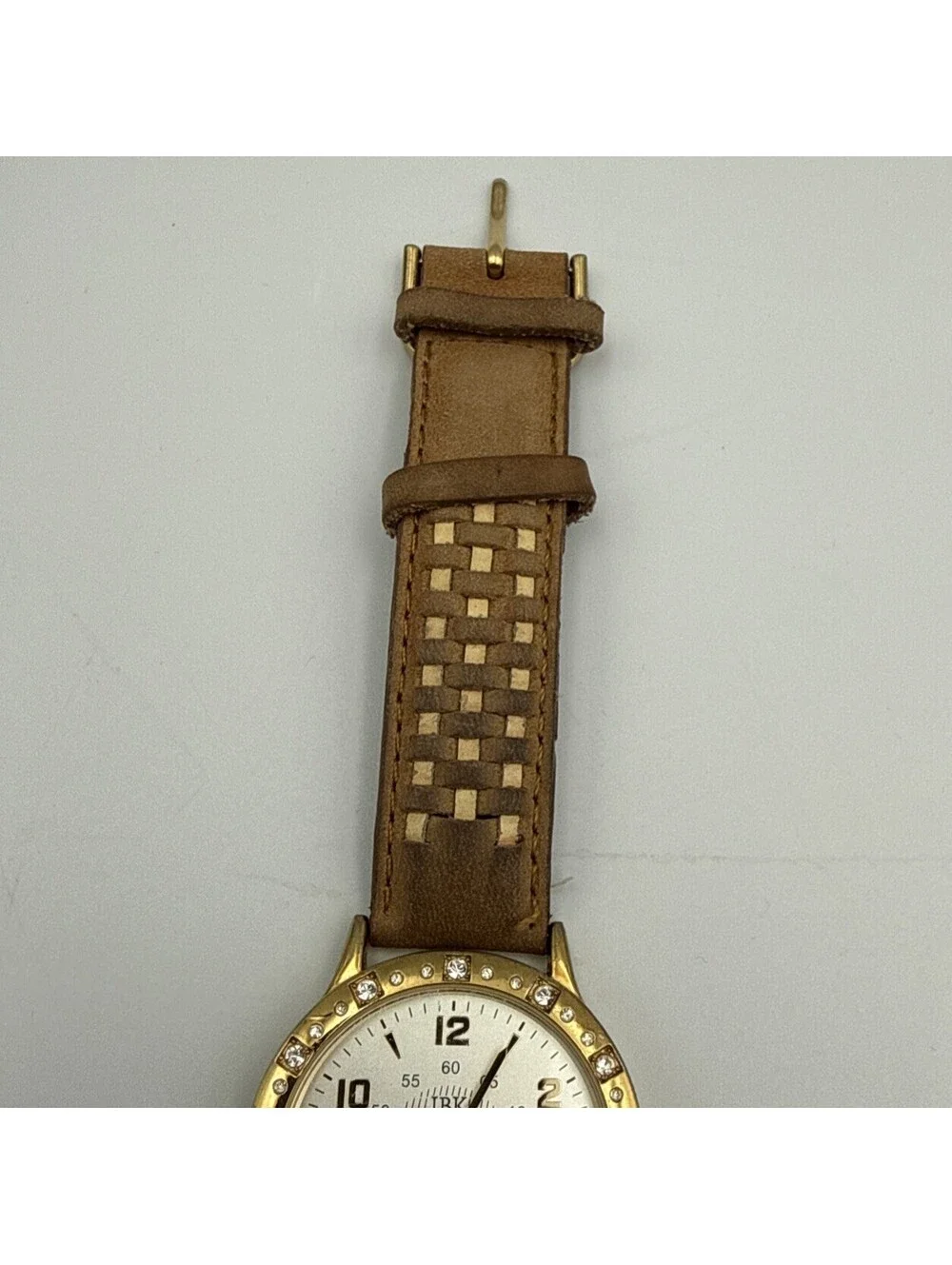 Camrose & Kross JBK Collection Gold Tone Crystal Bezel Brown Leather Seiko Watch